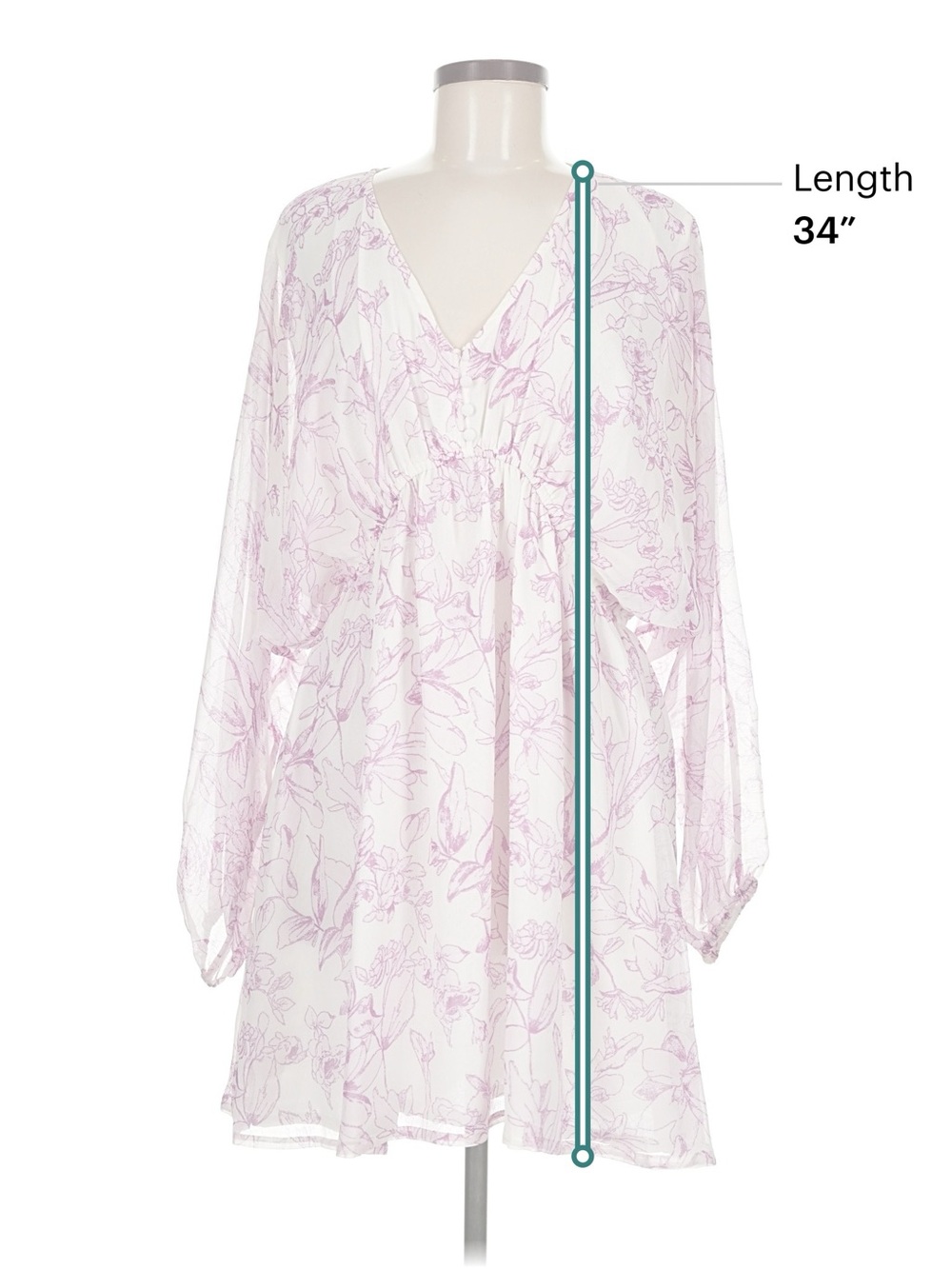 Floral V-Neck Mini Dress in Light Pink - Picture 5 of 8